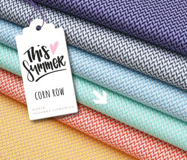 RESTSTÜCK 1,00m !!! - Bio Jacquard Jersey - Corn Row Knit - türkis weiß - This Summer - Hamburger Liebe